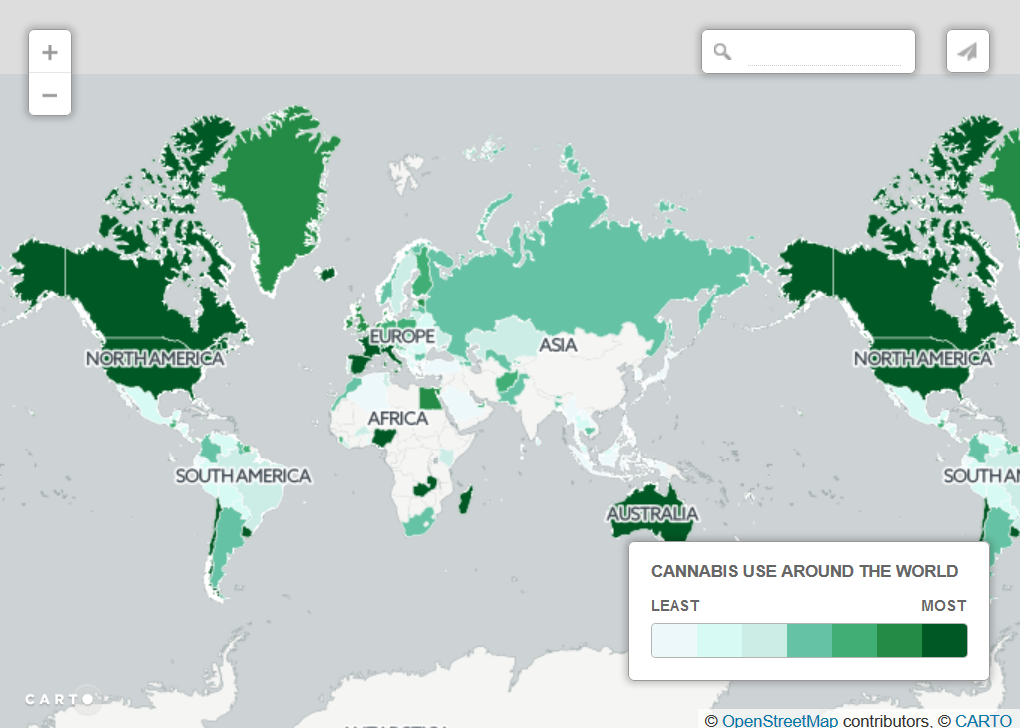 Cette carte nous dit qui fume le plus de cannabis dans le monde