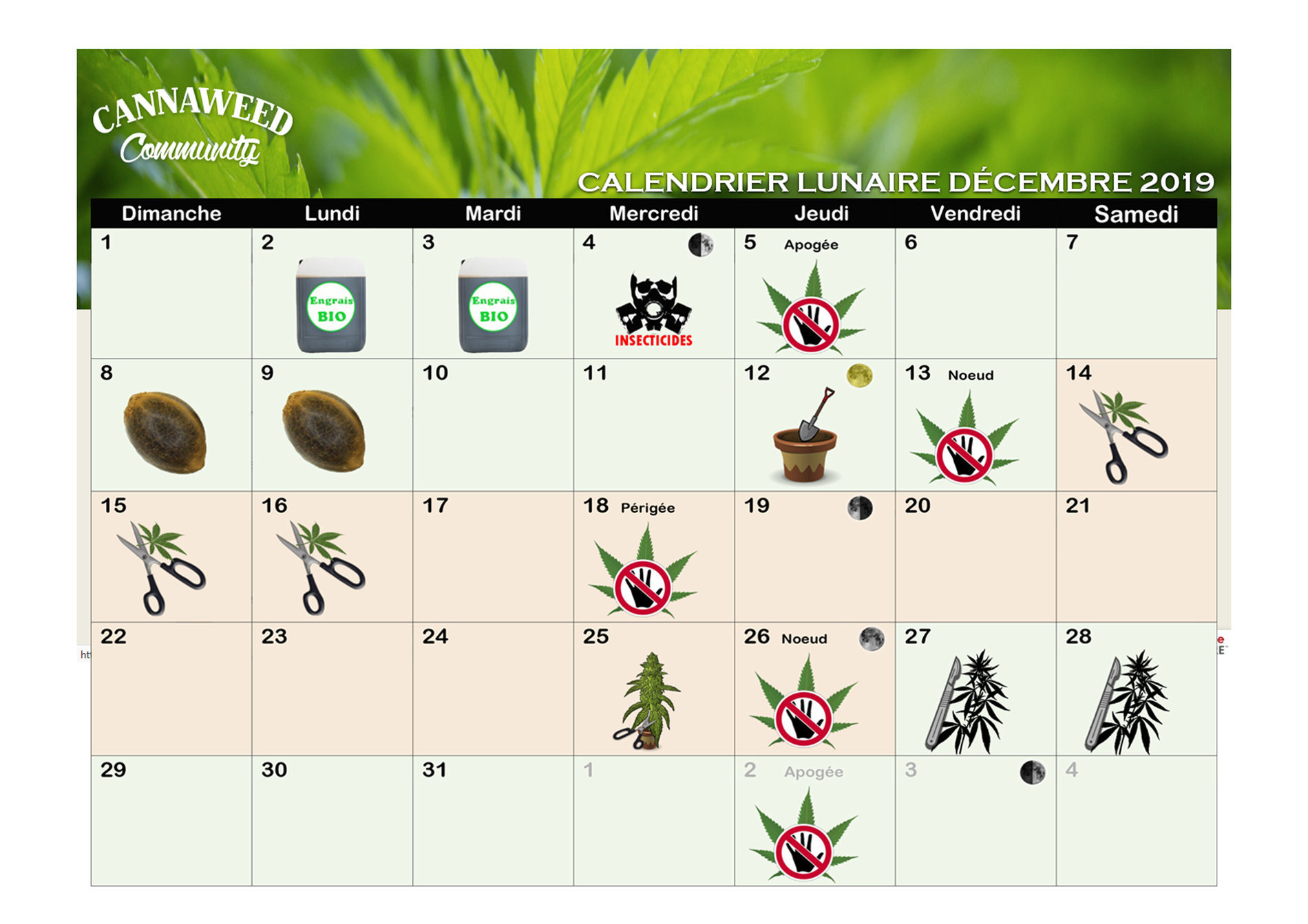 Calendrier Lunaire - Proposez vos guides / tutos - CannaWeed